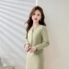 office wear uniform yound lady pink suit jacket skirt set free shipping Color Blackish Green