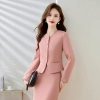 office wear uniform yound lady pink suit jacket skirt set free shipping Color Pink