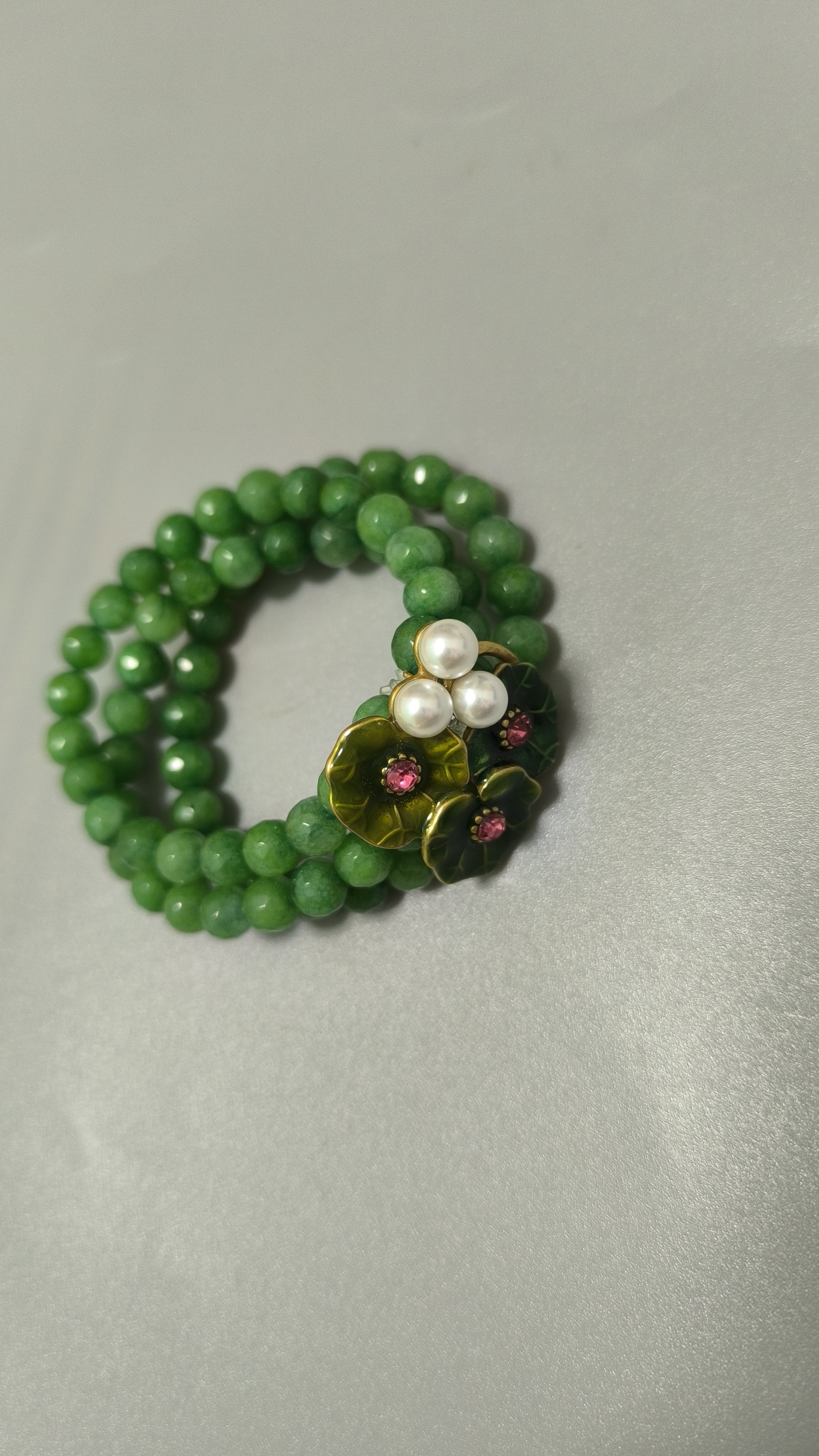 Chinese style green  floral beads bracelet