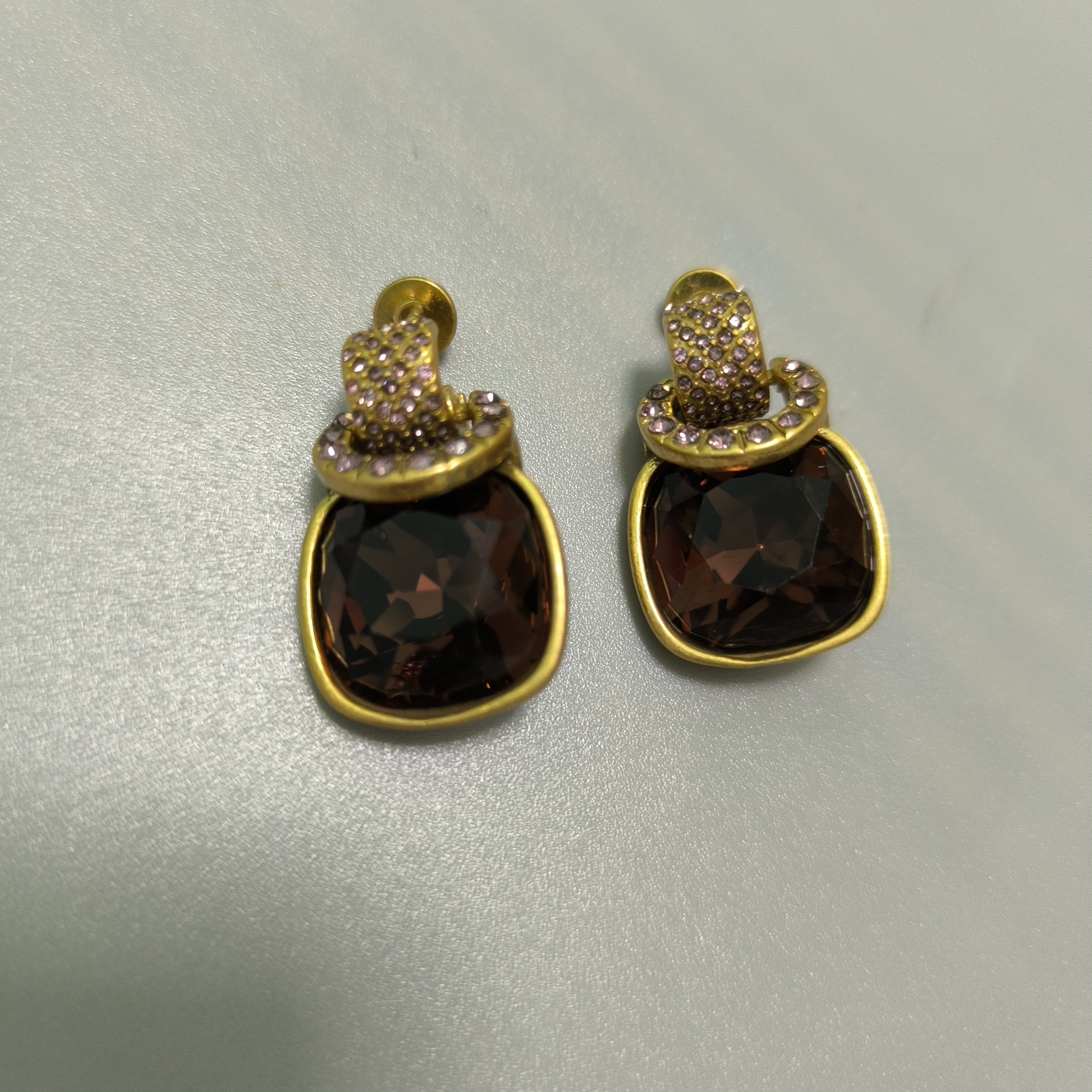 vintage artificial diamonds purple earrings