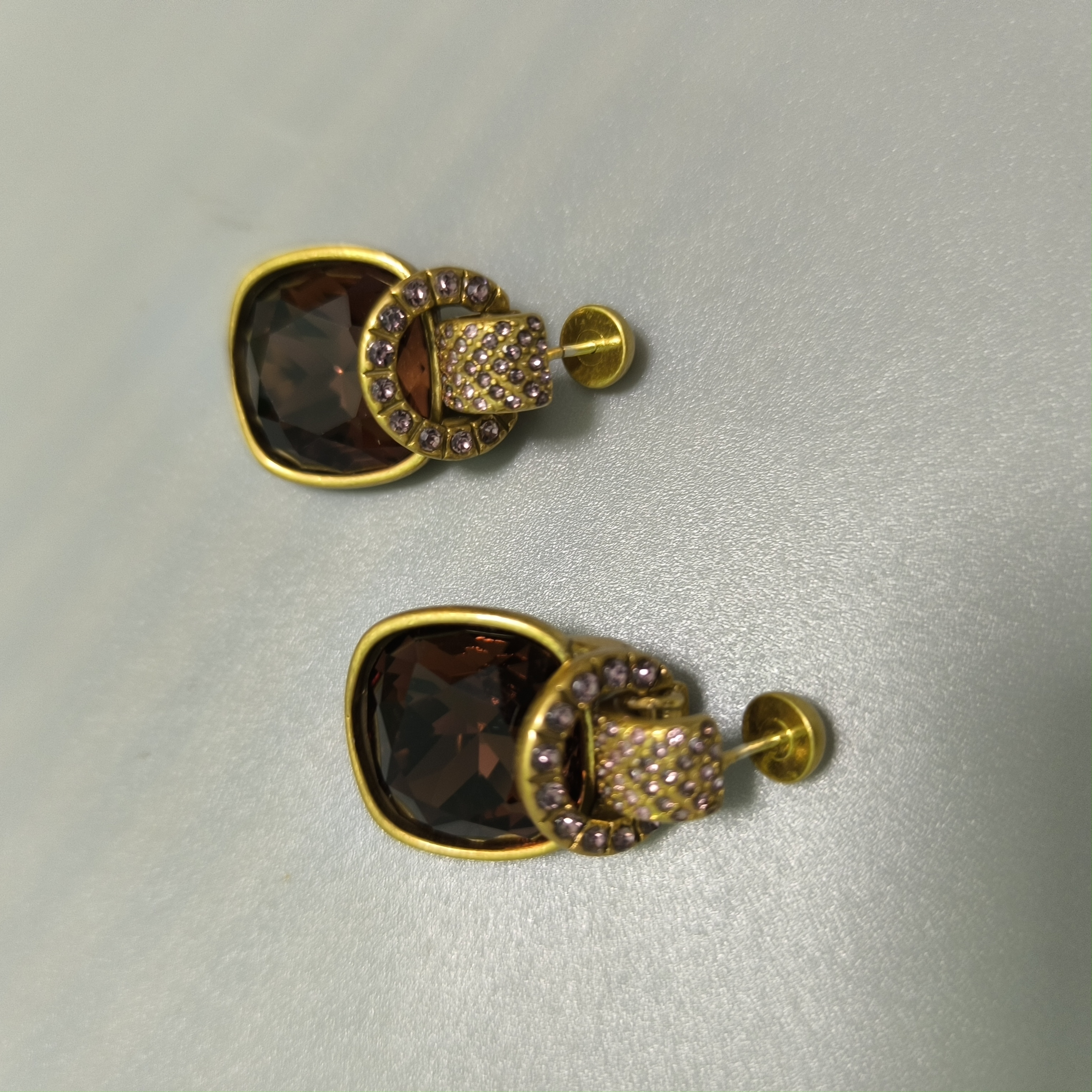 vintage artificial diamonds purple earrings