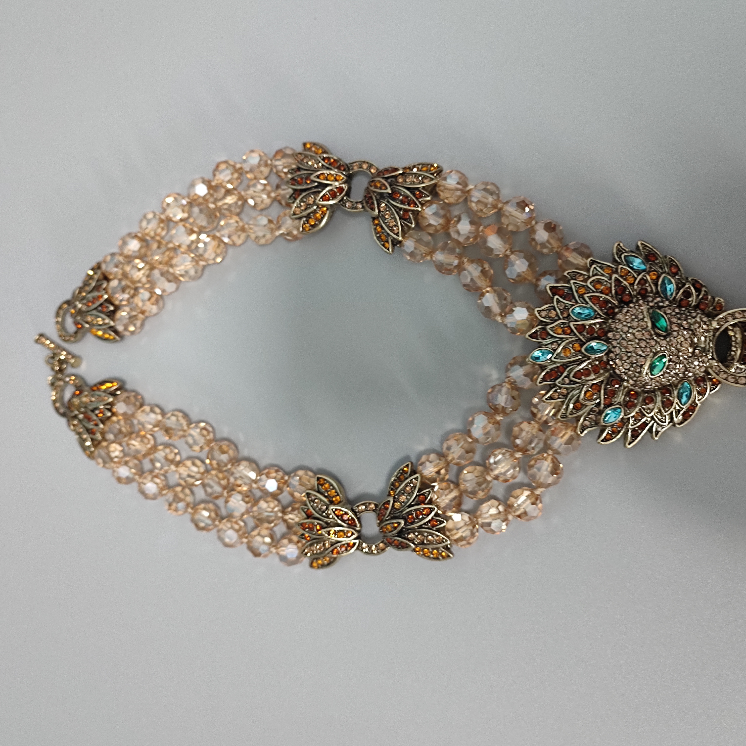 lion head pendant artificial diamond necklace